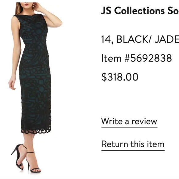 JS Collections Soutache Embroidered Midi Dress - Picture 1 of 5